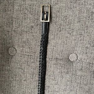 Black Skinny Braided Leather Belt Women’s Small